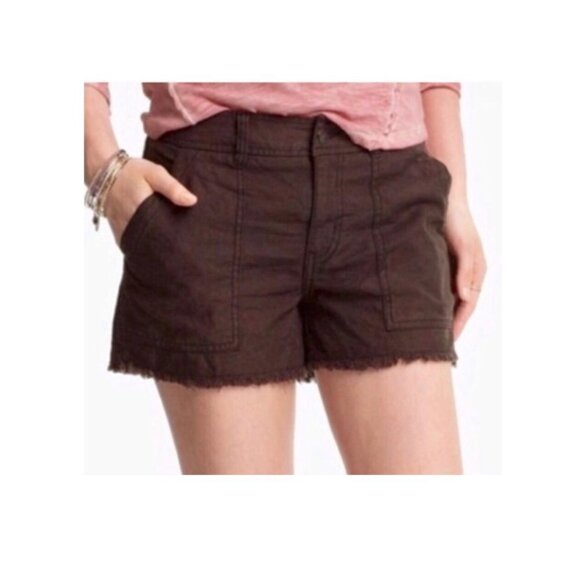 Free people rustic brown frayed hem shorts 8 casual  worn in style - Picture 1 of 5